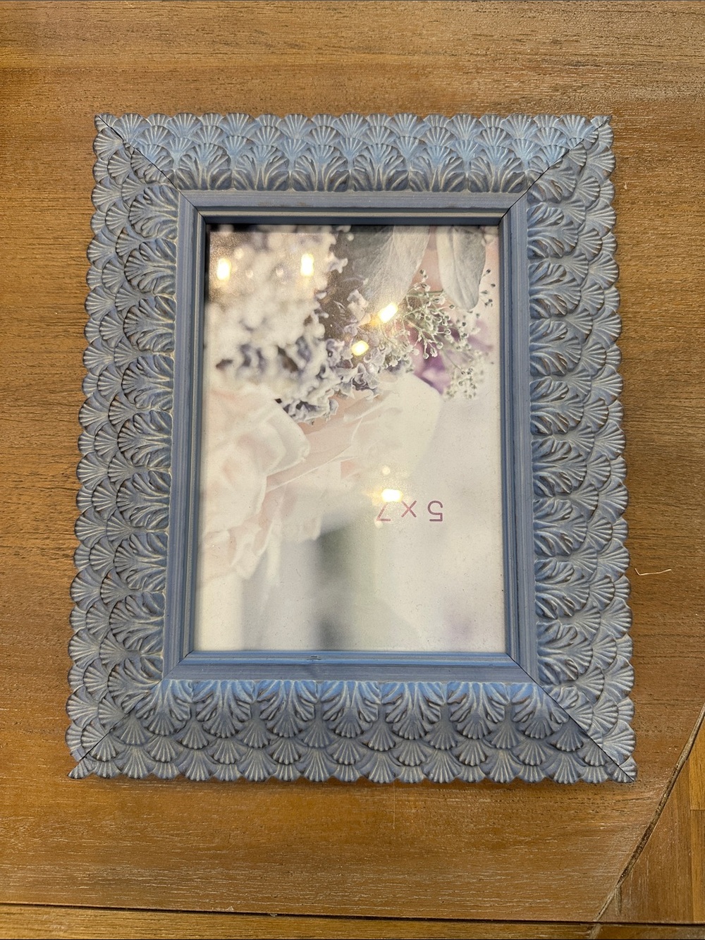 Decorative Blue Carved 5x7 Picture Frame